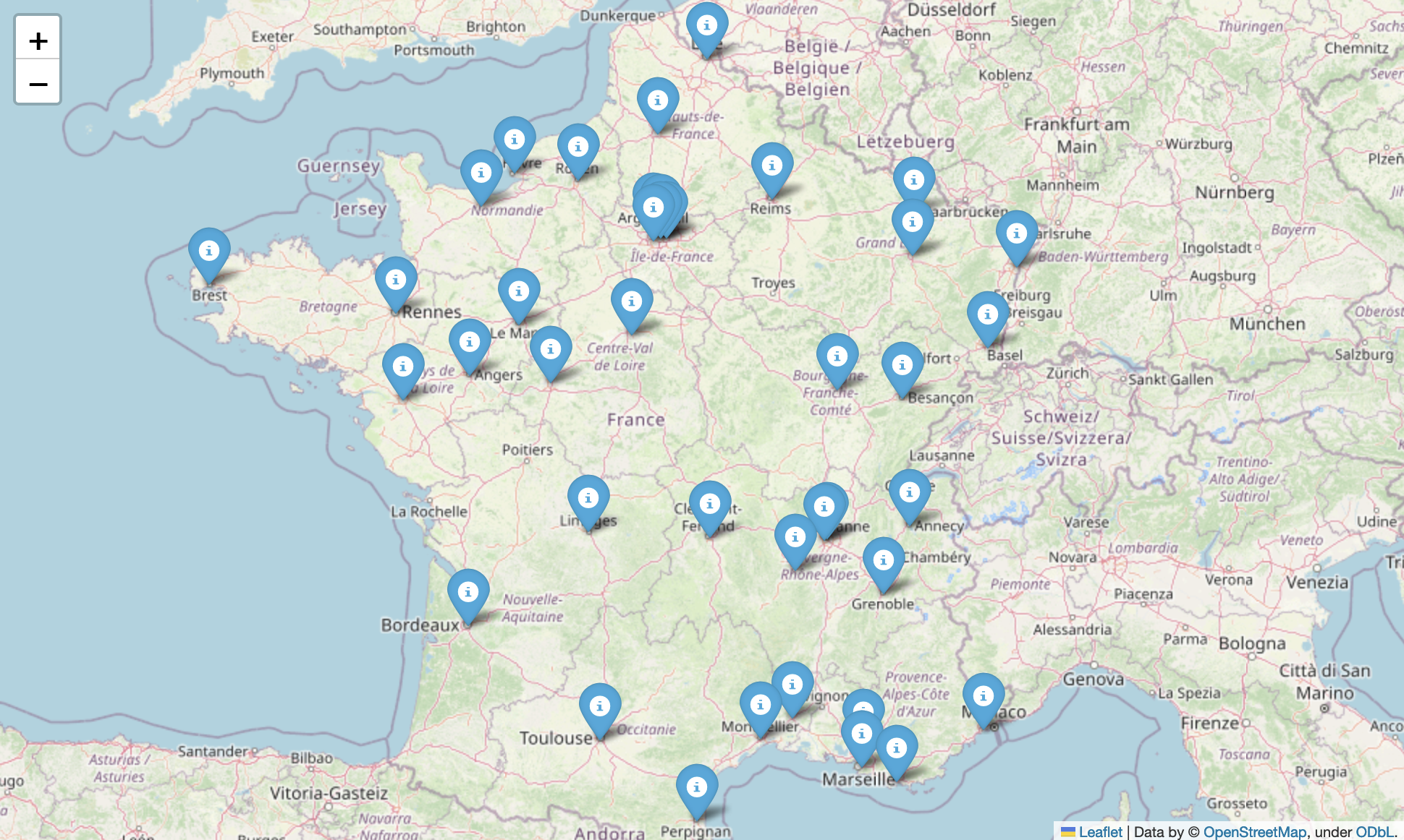 Cartes des communes de plus de 100000 habitants